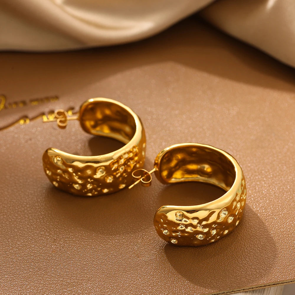 FREJA Hammered Hoop Earrings